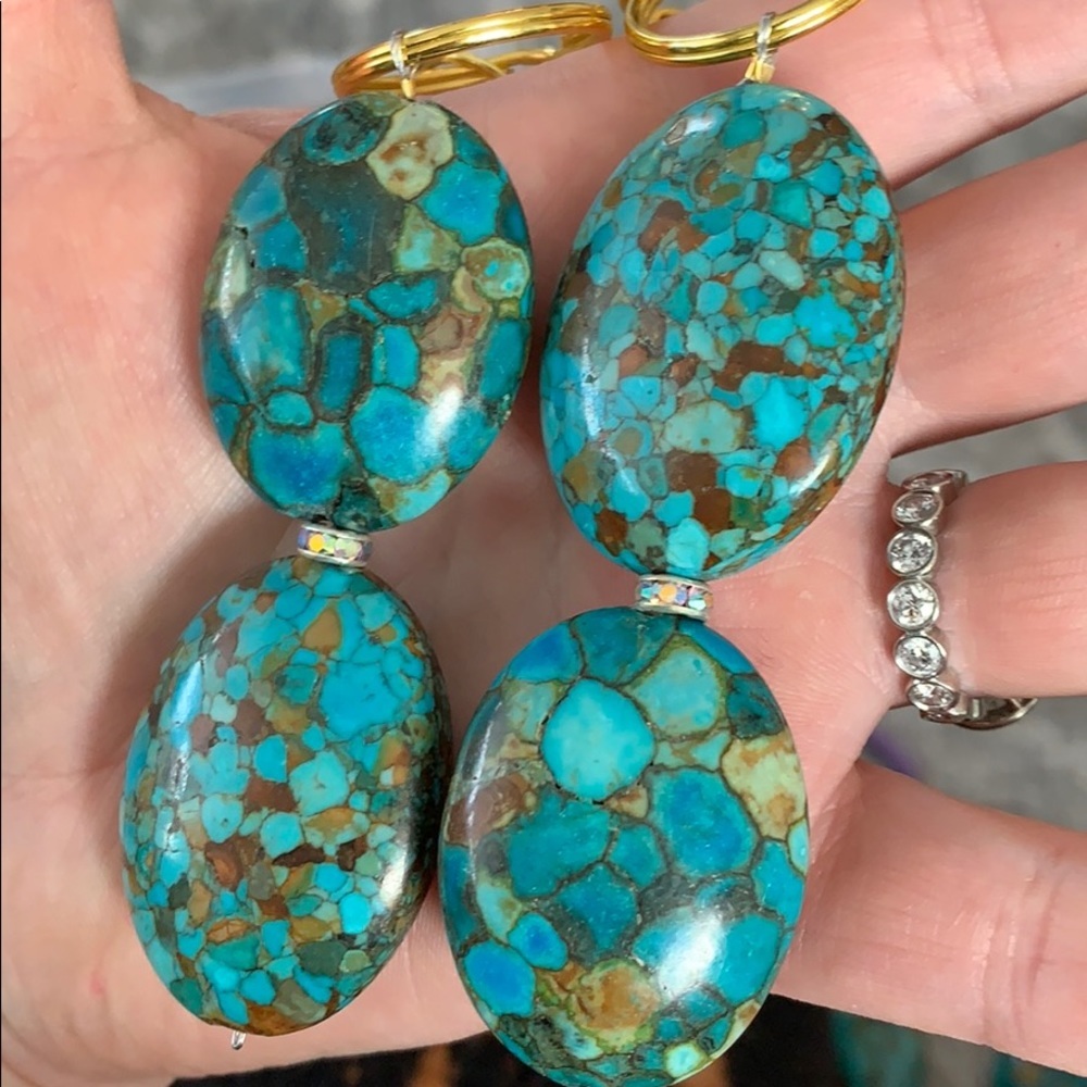 💕x2HP💕Green and Blue Agate beaded keychain - Picture 3 of 7